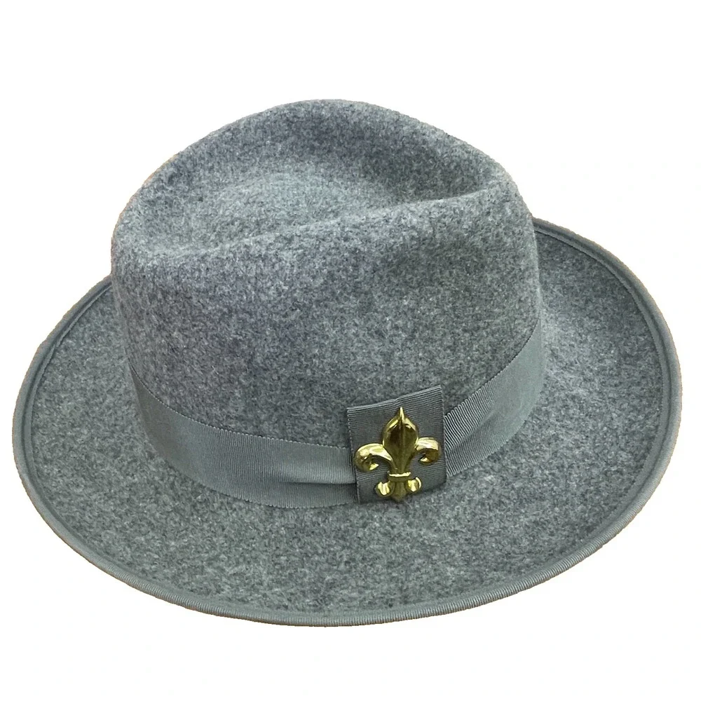 Street Smart Betmar Womens Hat Gray USA-Made Felt with Gold Emblem and Band‎